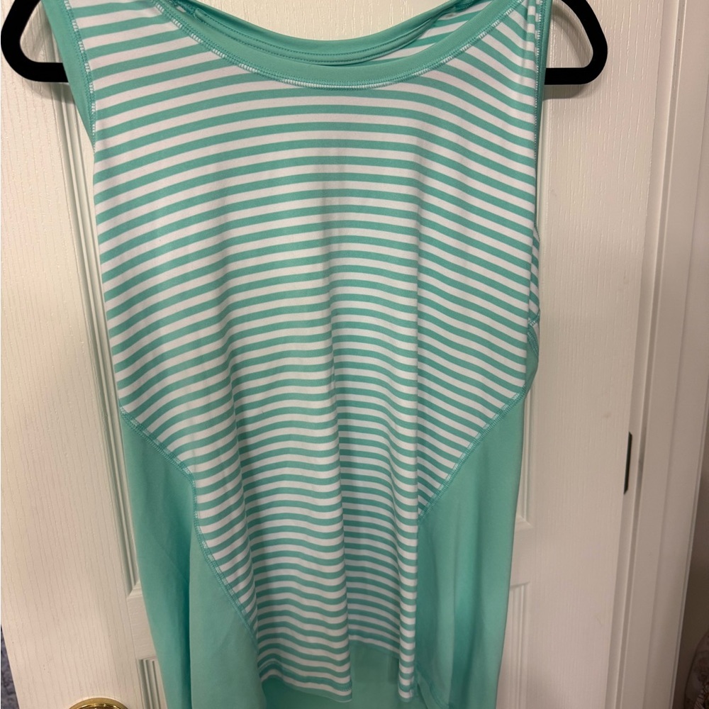 Tek Gear Mint and White Striped Tank Top
